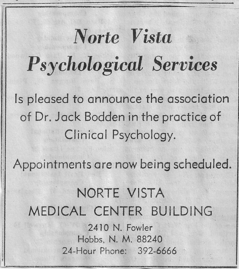 Dr. Jack Bodden, PhD joins Norte Vista.