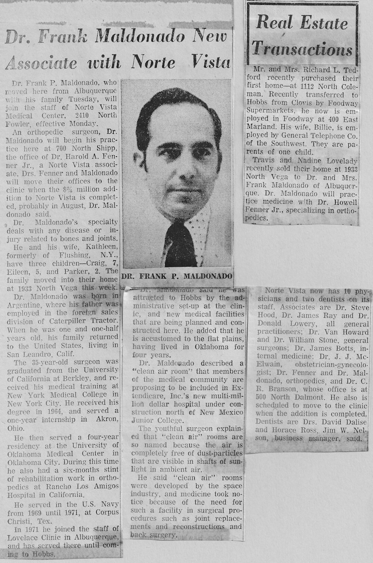 Dr. Frank P. Maldonado joins Norte Vista.