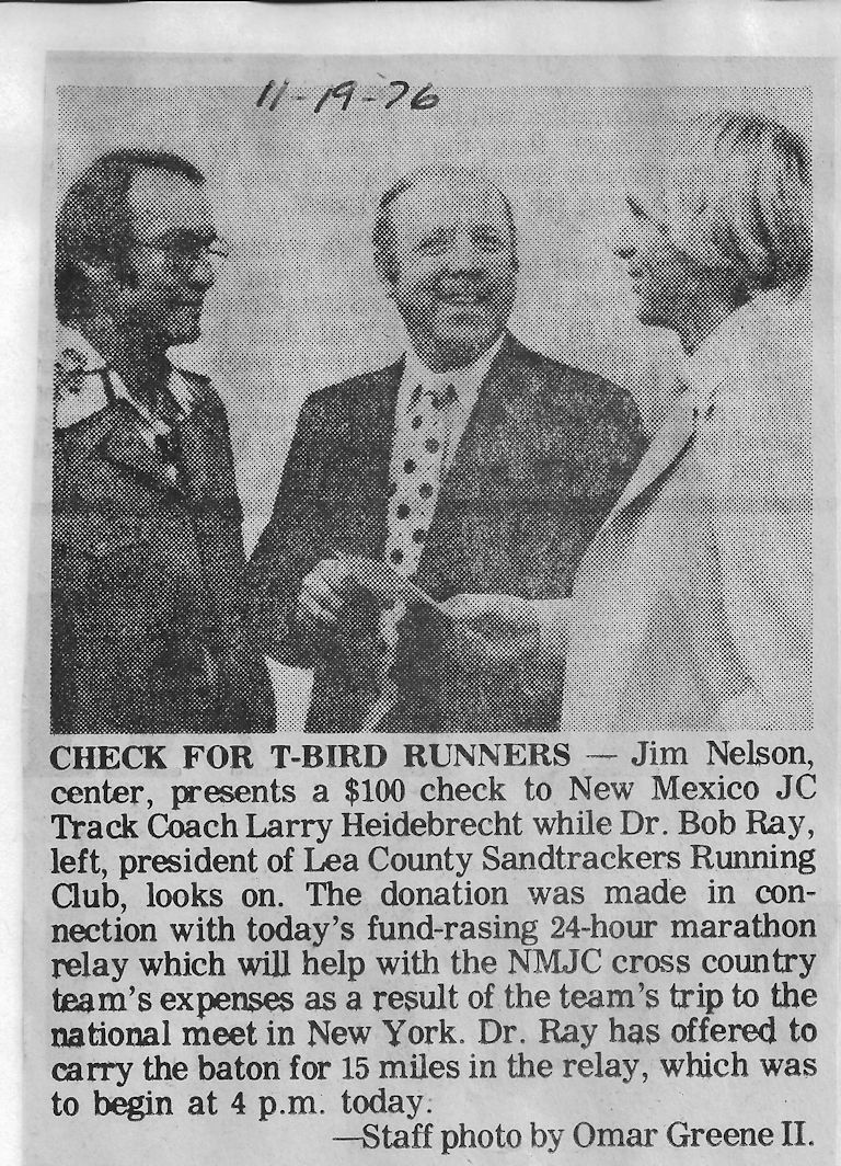 NVMC donates $100 to NMJC Cross Country Team.